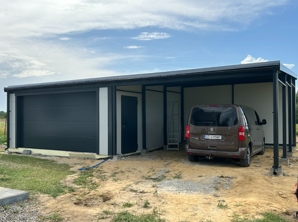 ​budynki garażowe z zintegrowanym carport